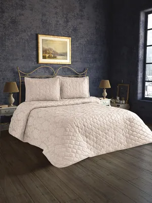 Quilted Cotton Bedspread Set 240x260 cm – Cream