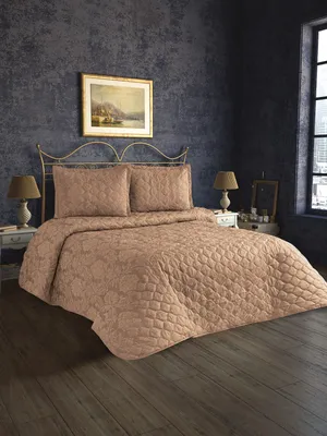 Quilted Cotton Bedspread Set 240x260 cm – Camel