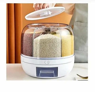 ALİTECH Accessory Dry Food and Legumes Organizers 360° Rotatable 6-Compartment Weather Events Storage Containe