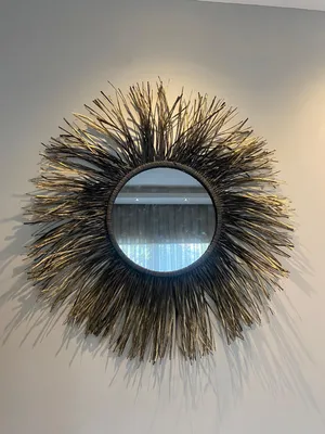BLACK-GOLD RAFFIA MIRROR 