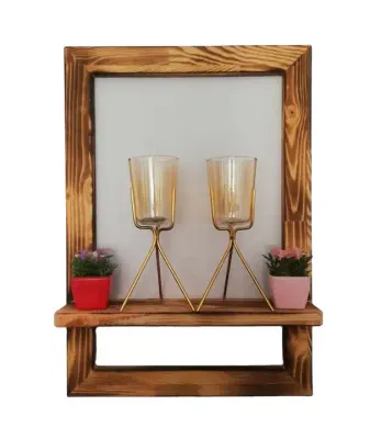 Light Luxury Frame Wall Shelf Wood Frame for Wall Decoration Wall Art Fassley Decorative Frame Burnt Shelf Pine Wood Authentic
