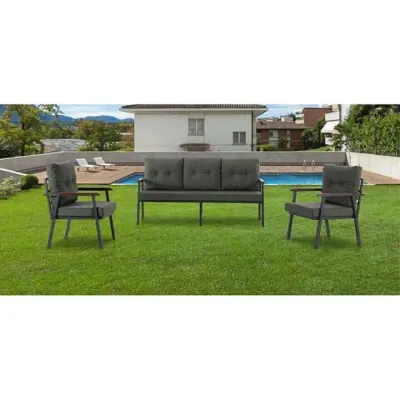METAL GARDEN BALCONY TERRACE CHAT SEATING SET 3+1+1+COFFEE TABLE