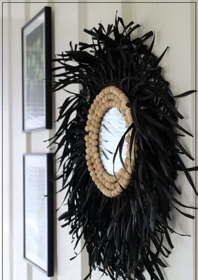 BLACK RAFFIA MIRROR