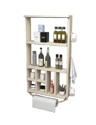 Best Price Fassley Decorative Kitchen Shelf Natural Pine Wood Organizer Spice Holder Kitchen Organizer