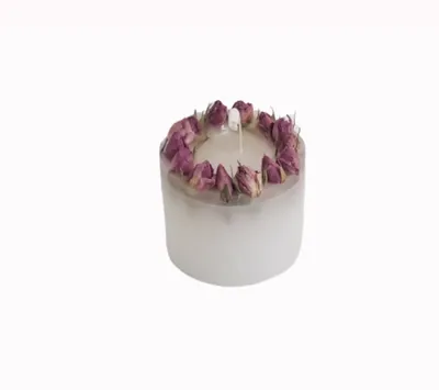 Kurutulmuş Güllü Mum / Dried Rose Candle