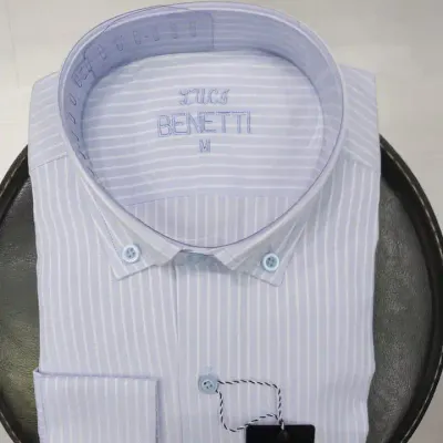 Classic Long Sleeve striped light blue Men Casual Classic size men's shirts