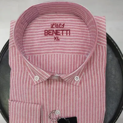 Classic Long Sleeve red striped Men Casual Classic Men plus size men's shirts