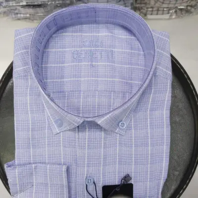 men shirt blue striped Men Casual hand made label