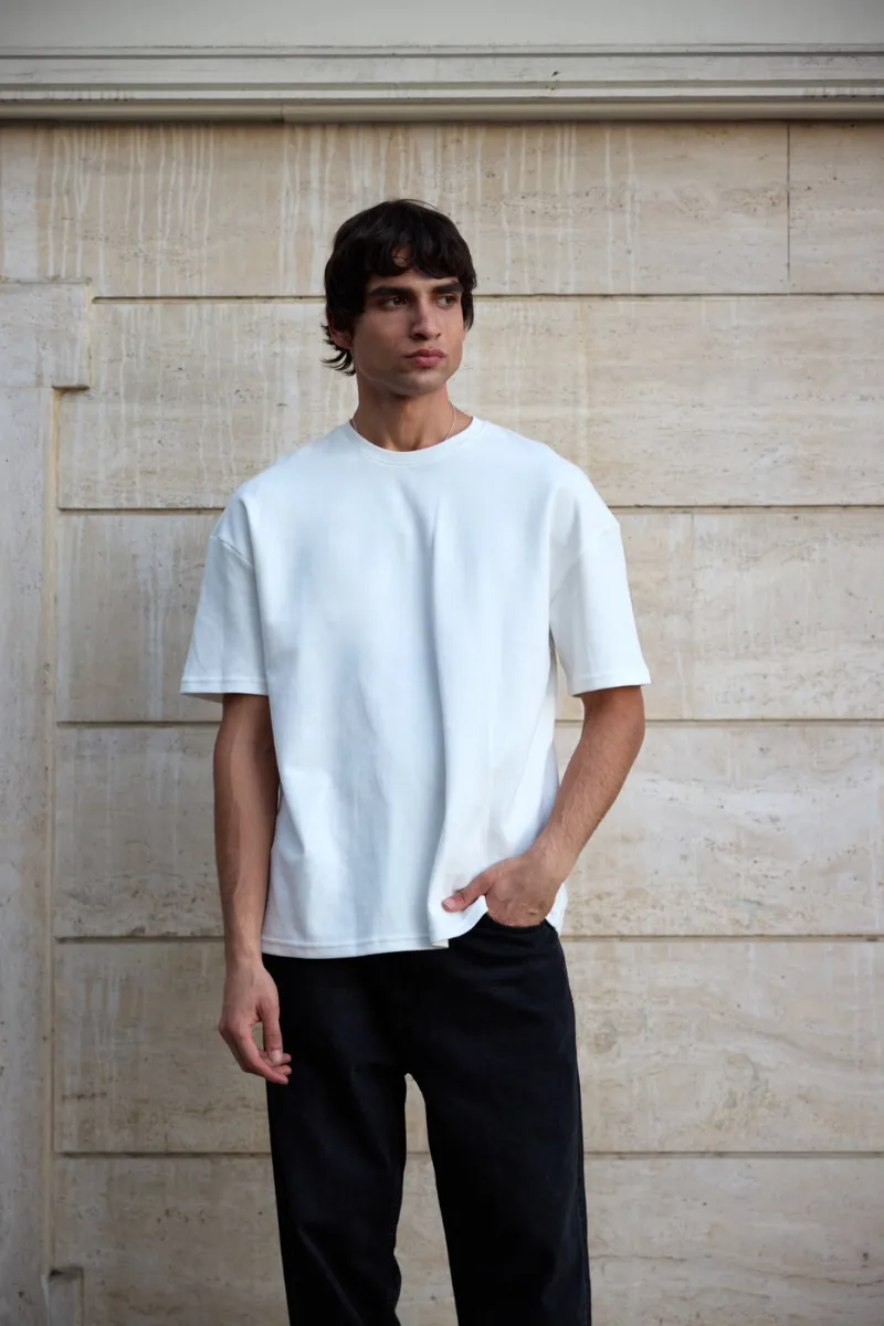 100% Cotton Unisex Oversized Crew Neck Plain T-Shirt — picture 3