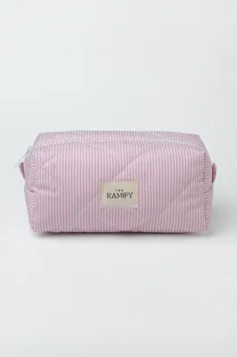 Striped Quilted Makeup Bag – Customizable Wholesale Cosmetic Pouch