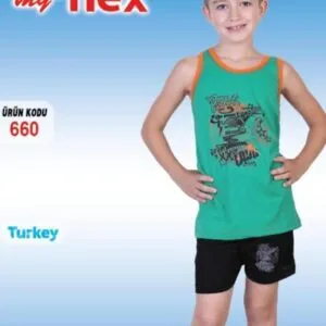 Boys' Cotton Athlete and Shorts Set – Model 660, Green