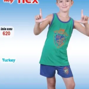 Boys' Cotton Athlete and Shorts Set – Model 620, Green