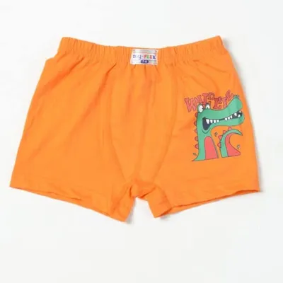 Boys' Cotton Boxer Shorts – Orange, Crocodile Print