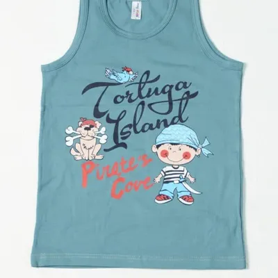Boys' Cotton Athlete – Teal, 'Tortuga Island' Pirate Print