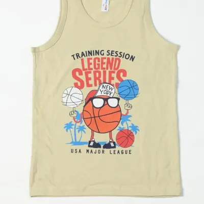 Boys' Cotton Athlete – Cream, Basketball 'Legend Series' Print