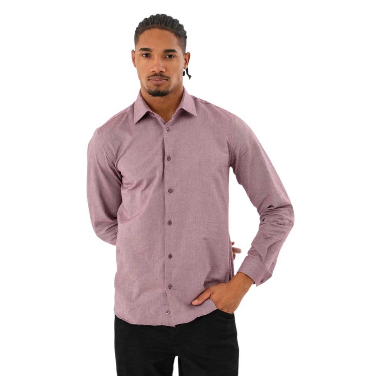 Men's Slim Fit Long Sleeve Shirt – Patterned and Solid Colours — picture 6