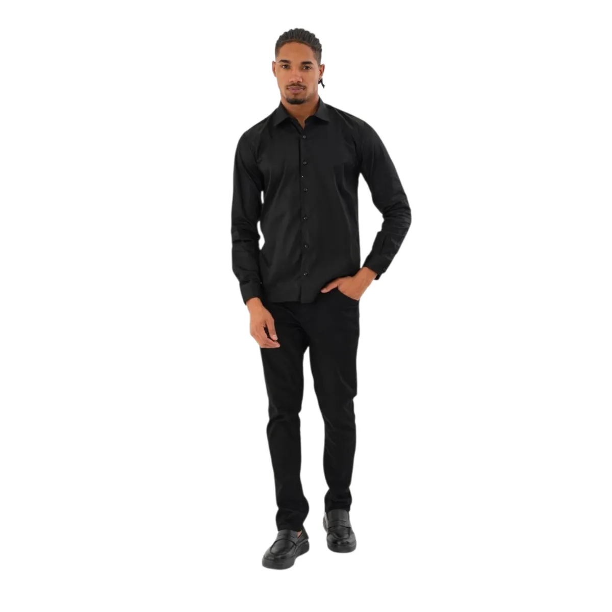 Men's Slim Fit Long Sleeve Shirt – Patterned and Solid Colours — picture 2