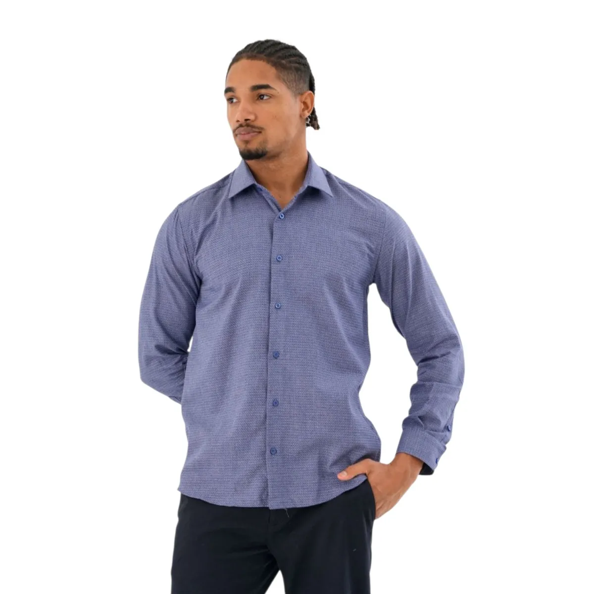 Men's Slim Fit Long Sleeve Shirt – Patterned and Solid Colours — picture 5