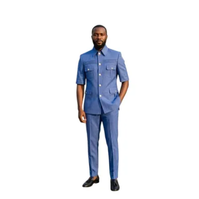 Men's Short Sleeve Safari Suit (Kaunda Suit)