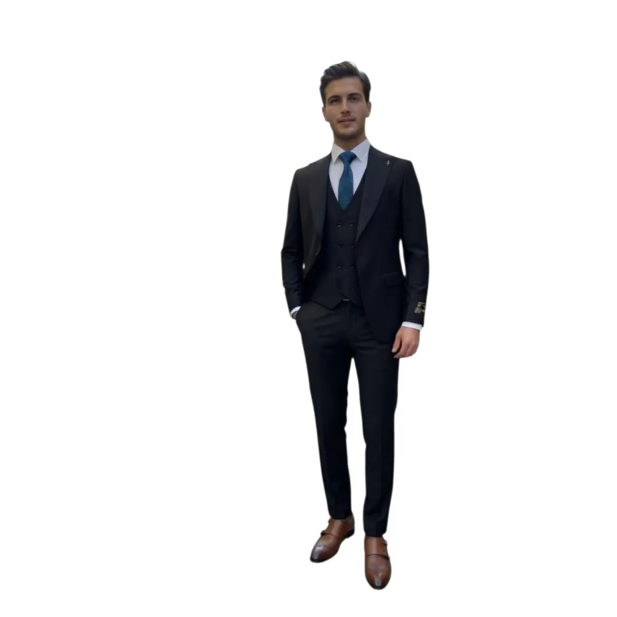Men's Slim Fit 3-Piece Suit – Navy, Beige and Grey — picture 6