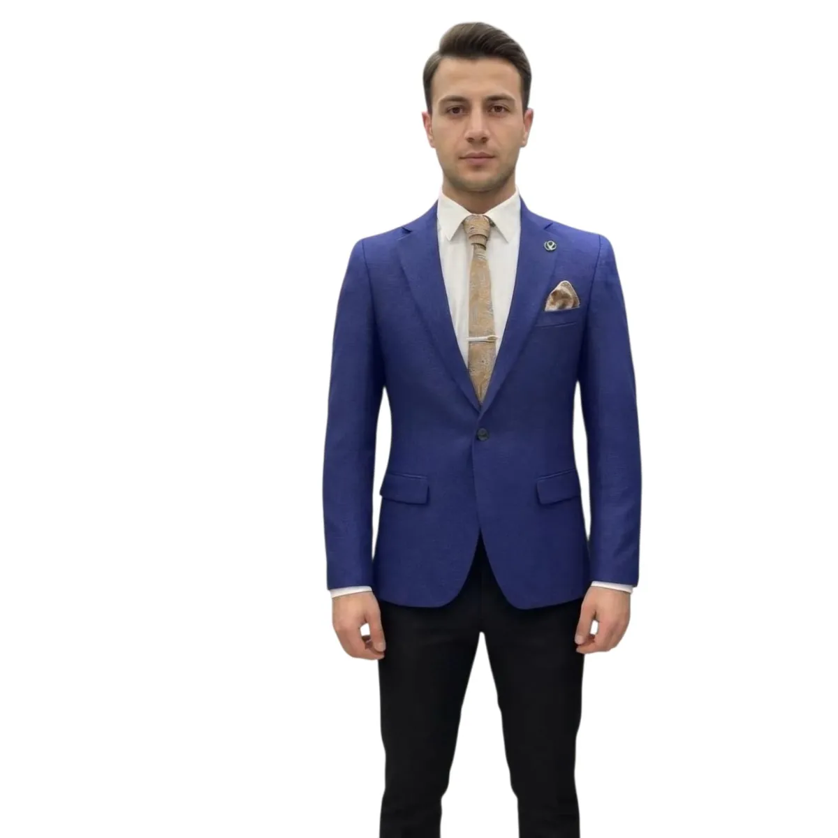 Men's Slim Fit Single-Breasted Blazer – Mustard, Burgundy, Navy and Green — picture 3