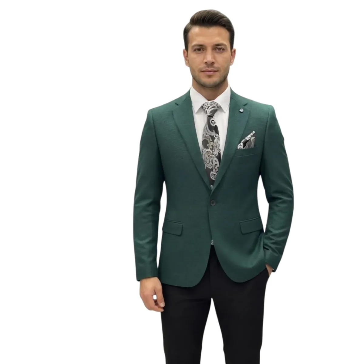 Men's Slim Fit Single-Breasted Blazer – Mustard, Burgundy, Navy and Green — picture 6