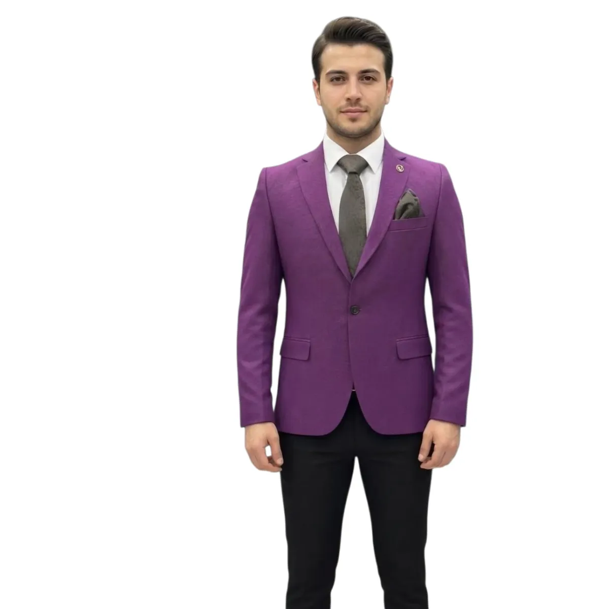 Men's Slim Fit Single-Breasted Blazer – Mustard, Burgundy, Navy and Green — picture 5