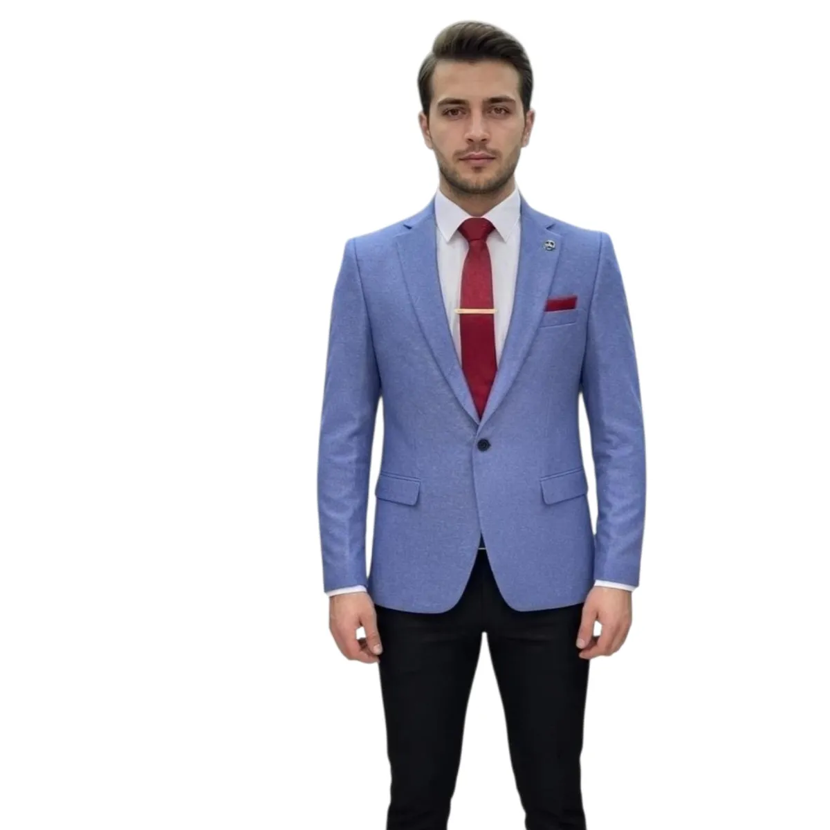 Men's Slim Fit Single-Breasted Blazer – Mustard, Burgundy, Navy and Green — picture 4