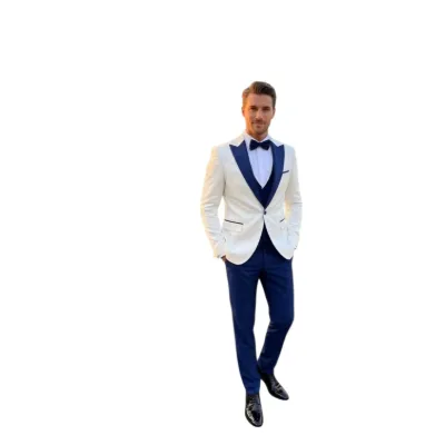 Men's Tuxedo Jacket with Black Lapels – White, Pink, Cream, Red and Gold