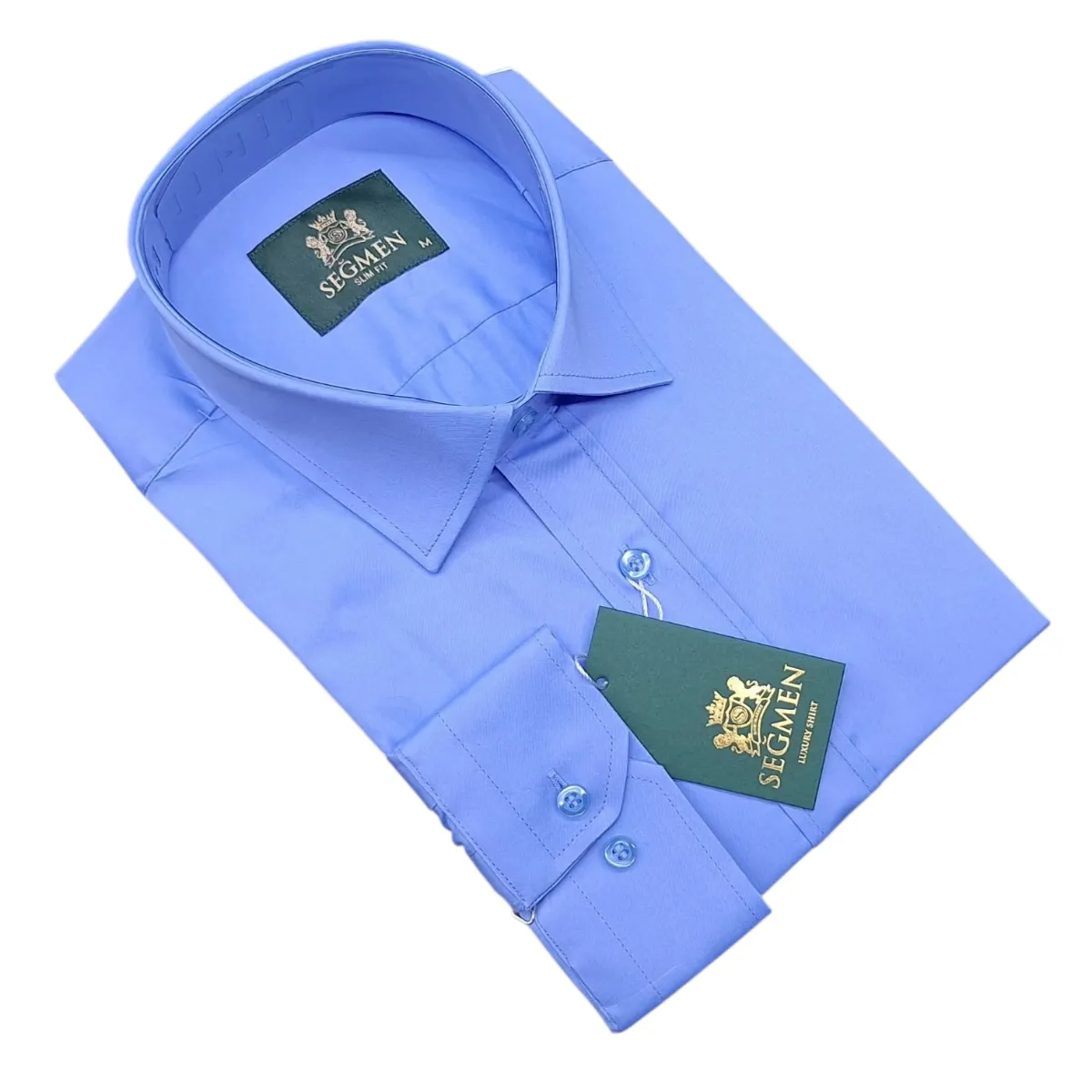 Men's Slim Fit Long Sleeve Shirt – White and Blue — picture 2