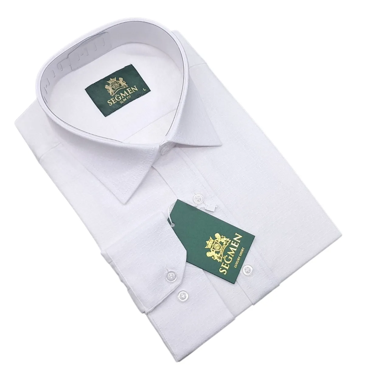 Men's Slim Fit Long Sleeve Shirt – White and Blue — picture 3