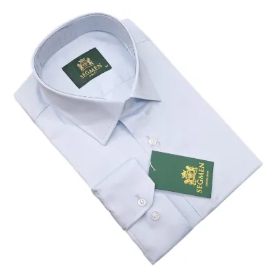 Men's Slim Fit Long Sleeve Shirt – White and Blue