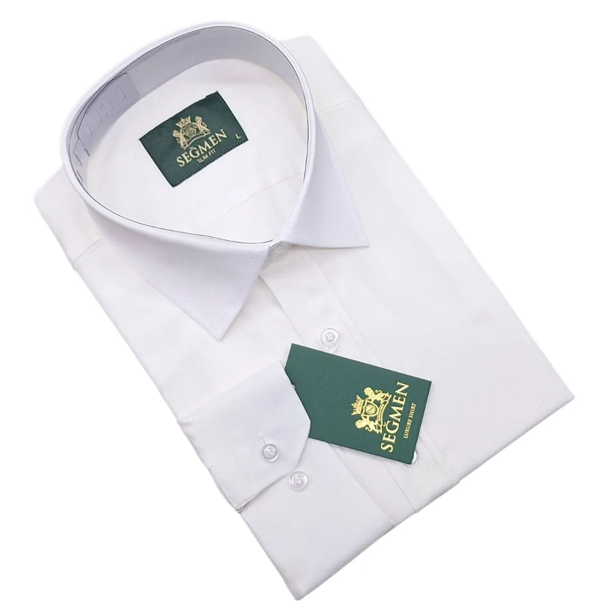 Men's Slim Fit Long Sleeve Shirt – White and Blue — picture 4