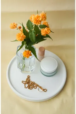 Large round concrete display tray, decorative tray, living room tray, stone tray, trinket dish tray, scandi style, marble tray, table tray
